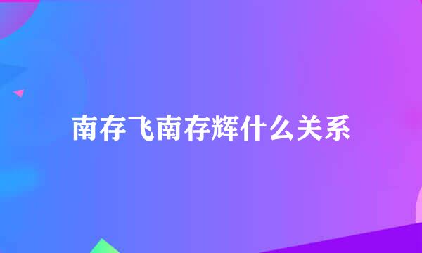 南存飞南存辉什么关系