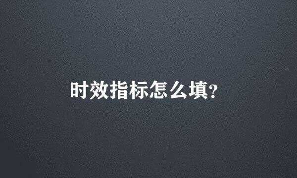 时效指标怎么填？