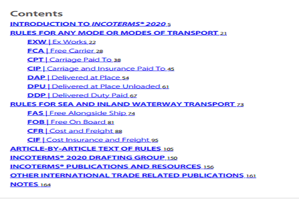 incoterms2020贸易术语