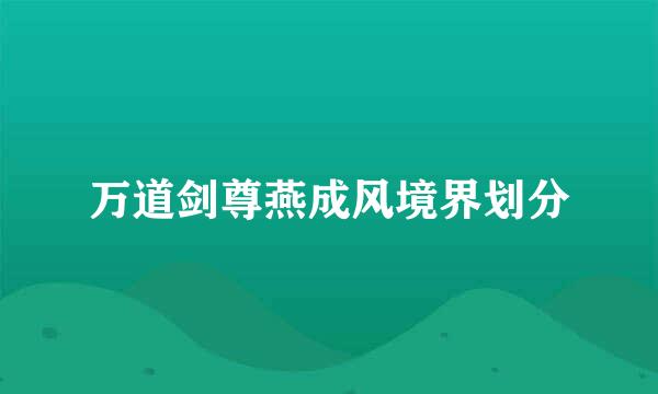 万道剑尊燕成风境界划分