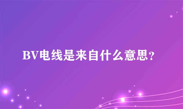 BV电线是来自什么意思？