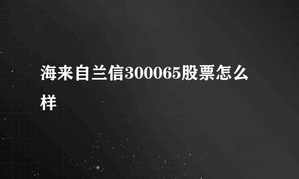 海来自兰信300065股票怎么样