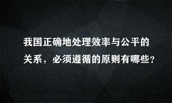 我国正确地处理效率与公平的关系，必须遵循的原则有哪些？