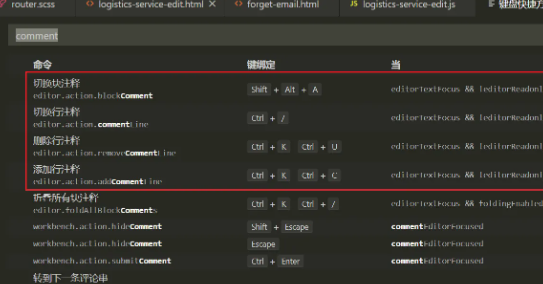 vscode注释快捷键