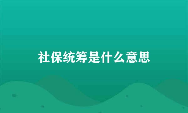 社保统筹是什么意思