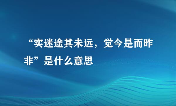 “实迷途其未远，觉今是而昨非”是什么意思