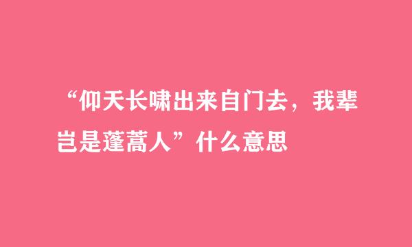 “仰天长啸出来自门去，我辈岂是蓬蒿人”什么意思