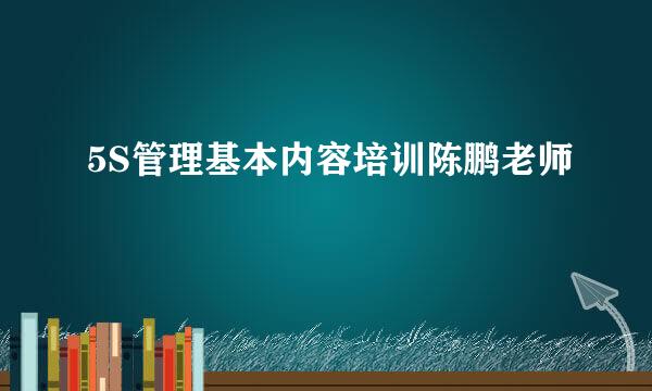 5S管理基本内容培训陈鹏老师