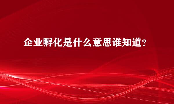 企业孵化是什么意思谁知道？