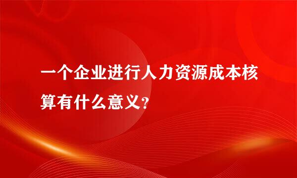 一个企业进行人力资源成本核算有什么意义？