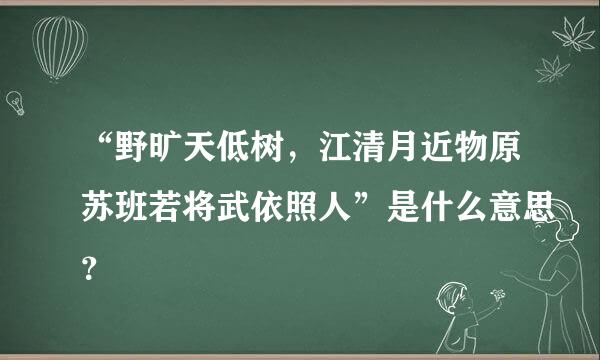 “野旷天低树，江清月近物原苏班若将武依照人”是什么意思？