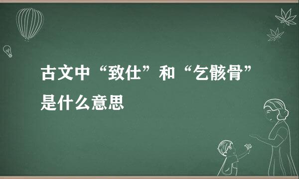 古文中“致仕”和“乞骸骨”是什么意思