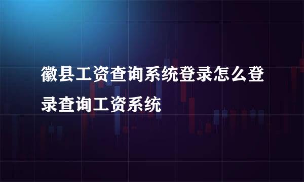 徽县工资查询系统登录怎么登录查询工资系统