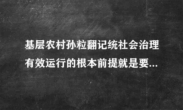 基层农村孙粒翻记统社会治理有效运行的根本前提就是要有规范性的什么