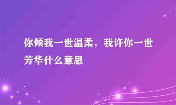 你倾我一世温柔，我许你一世芳华什么意思