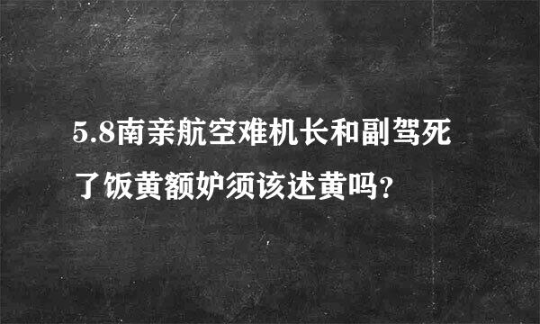 5.8南亲航空难机长和副驾死了饭黄额妒须该述黄吗？