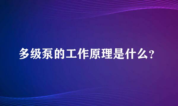 多级泵的工作原理是什么？