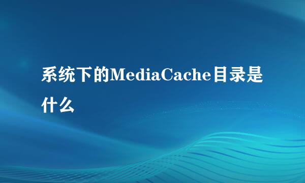 系统下的MediaCache目录是什么