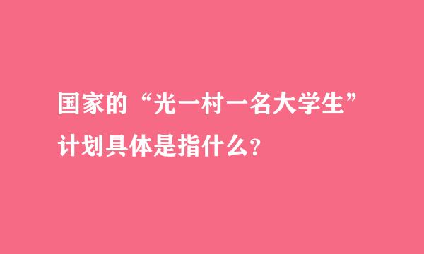 国家的“光一村一名大学生”计划具体是指什么？