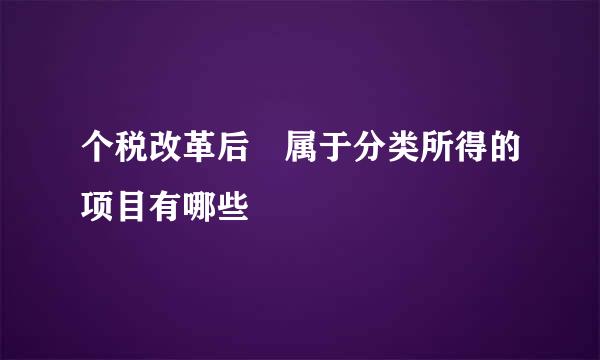 个税改革后 属于分类所得的项目有哪些