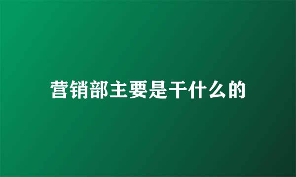 营销部主要是干什么的