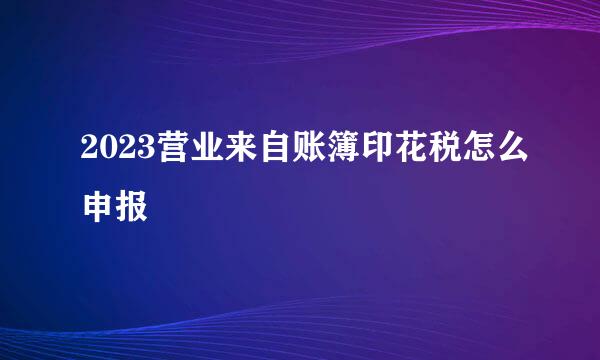 2023营业来自账簿印花税怎么申报