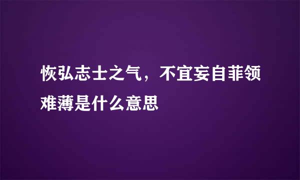 恢弘志士之气，不宜妄自菲领难薄是什么意思