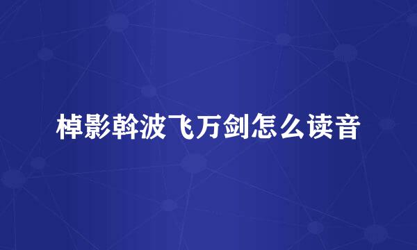 棹影斡波飞万剑怎么读音