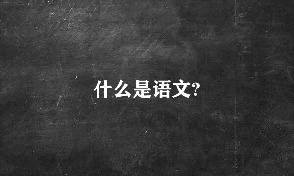 什么是语文?