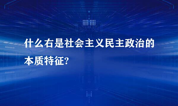 什么右是社会主义民主政治的本质特征?