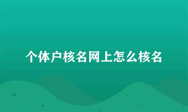 个体户核名网上怎么核名