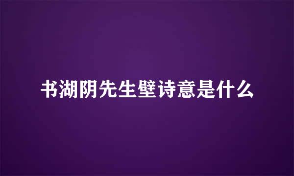 书湖阴先生壁诗意是什么