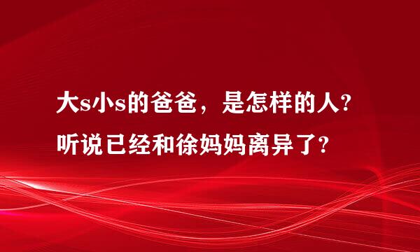 大s小s的爸爸，是怎样的人?听说已经和徐妈妈离异了?