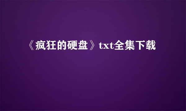 《疯狂的硬盘》txt全集下载