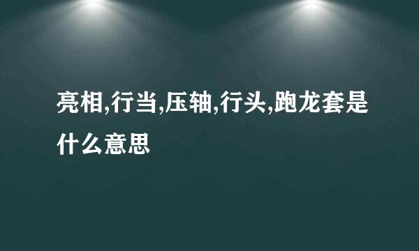 亮相,行当,压轴,行头,跑龙套是什么意思