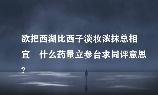 欲把西湖比西子淡妆浓抹总相宜 什么药量立参台求同评意思?