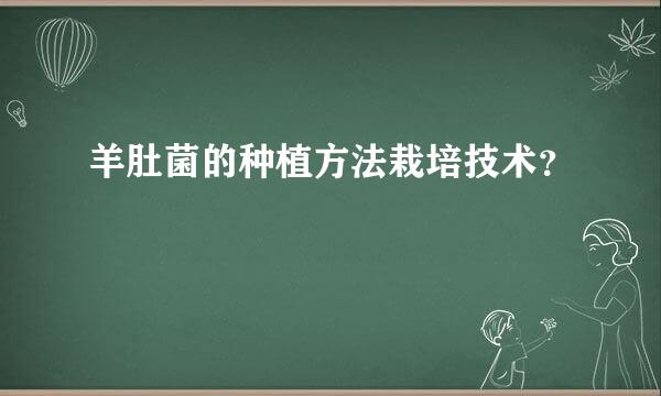 羊肚菌的种植方法栽培技术？