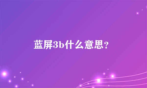 蓝屏3b什么意思？