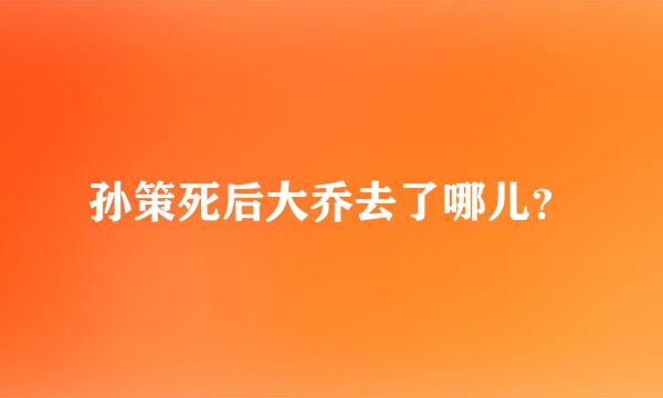 孙策死后大乔去了哪儿？