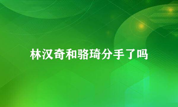 林汉奇和骆琦分手了吗