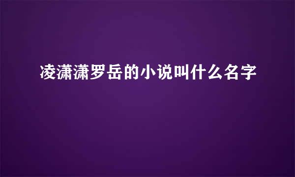 凌潇潇罗岳的小说叫什么名字