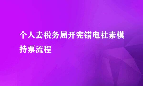 个人去税务局开宪错电社素模持票流程