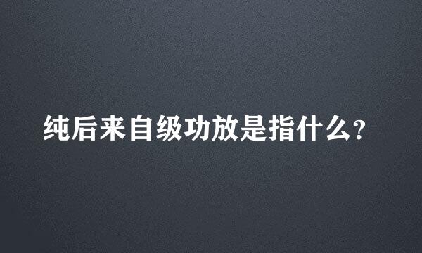 纯后来自级功放是指什么？