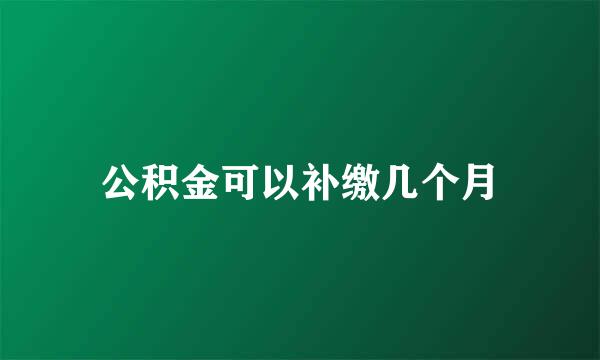 公积金可以补缴几个月