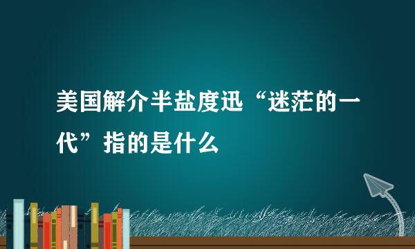 美国解介半盐度迅“迷茫的一代”指的是什么