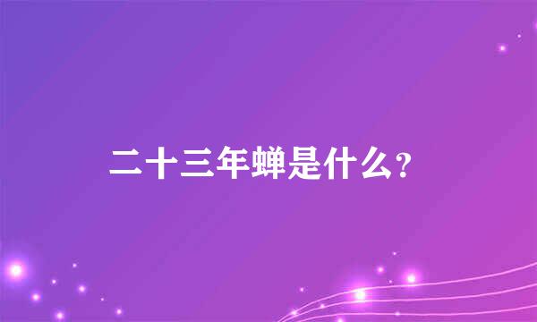 二十三年蝉是什么？