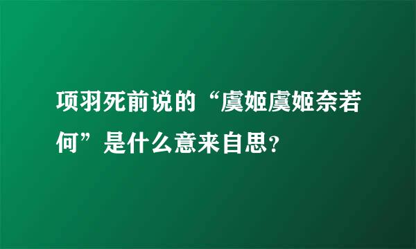 项羽死前说的“虞姬虞姬奈若何”是什么意来自思？