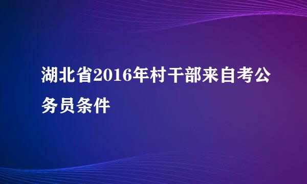 湖北省2016年村干部来自考公务员条件