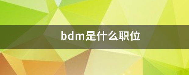 bdm是什么职位