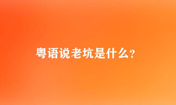 粤语说老坑是什么？